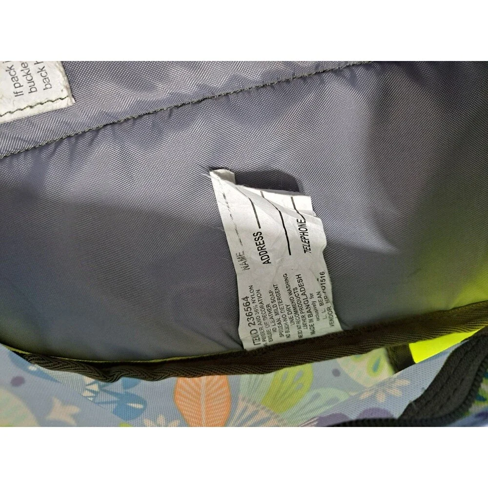 LL Bean Deluxe Backpack School Camp Blue Green Floral Hawaiian Geometric